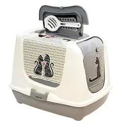 Moderna Trendy Cat Cats in Love закрытый туалет для кошек c фильтром и совком 50х39х37 см светло-серый