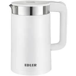 Електрочайник Edler EK6430 білий, 1500W, 1.5л, дисковий, двошаровий пластиковий корпус, світлова індикація, захист від перегріву,