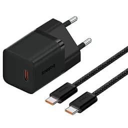 МЗП Baseus GaN5 Fast Charger (mini) 30W (1USB-C) + кабель Type-C to Type-C (P10110902) Cluster Black
