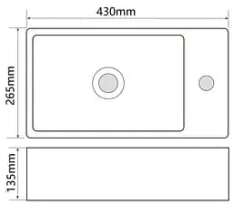 Умивальник підвісний Mixxus Premium Quadro-1201-L 430x265x135 мм з отвором під змішувач та перелив MP6505, Білий - мініатюра 3