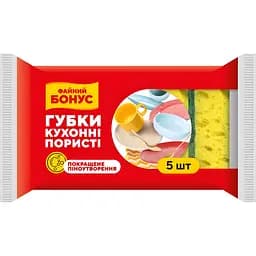 Губка кухонна крупнопориста Бонус Суперпін 5 шт.