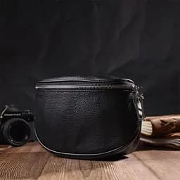 Оригінальна жіноча сумка через плече з натуральної шкіри 22122 Vintage чорна - мініатюра 5