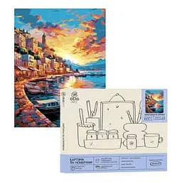 Набір для розпису по номерах "Захід сонця на причалі" 40*50 см, IDEA2-GX47386, ТМ "99IDEAS"