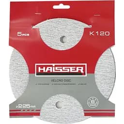 Круг шліфувальний самоклеючий Haisser з отворами 225 мм, k 120, 5 шт. (119685)