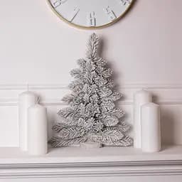 Новорічна декоративна настінна ялинка засніжена Полонина 60 см на дерев'яній підставці Lugi SOK-M-V-2