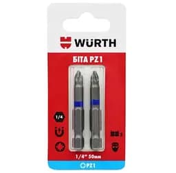 Біта Wurth PZ1 1/4IN L50 мм 2 шт. в блістері (1614176694902)
