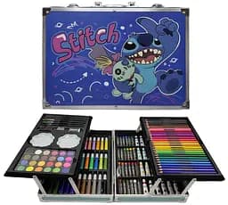 Набор для рисования Стич, 145 предметов, 4 отдела, в алюминиевом чемодане, 145-C