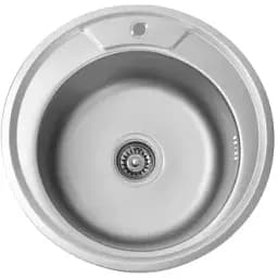 Кухонна мийка Рlatinum 490 з нержавіючої сталі 0.8 мм кругла D=49 см сатин (000000265)