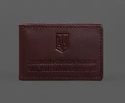 Кожаная обложка на удостоверение ГСЧС с карманом бордовая