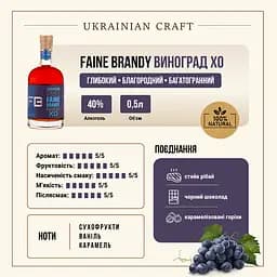 Коньяк Faine Brandy Виноград XO 40% 0.5 л подарунковий тубус - мініатюра 5