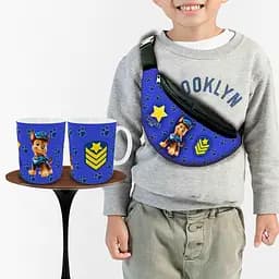 Набір: дитяча сумка-бананка+кружка Щенячий патруль 32х15см, бананка для хлопчика через плече на подарунок (01021)