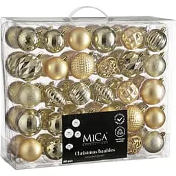 Комплект ялинкових прикрас Mica Decorations пластикові 6-7 см шампань 60 шт. (1182020)