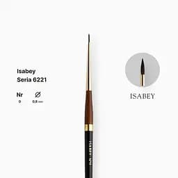Пензель білка кругла натуральна Isabey 6221, №0, для акварелі, коротка ручка - мініатюра 2