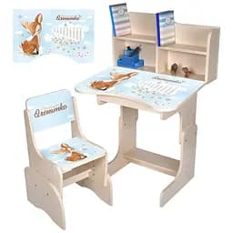 Дитяча парта Bambi N 2071-16-2 Оленятко з таблицею множення та стільчиком світлий венге
