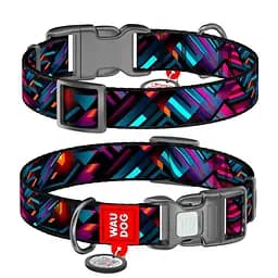 Нашийник для собак нейлоновий Waudog Nylon з QR паспортом малюнок Нескінченні світи L  - мініатюра 2