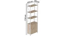 Етажерка 4/60 Ferrum-decor Серії Конект з тумбою 179x60x28 Білий ДСП Артизан (FRD-104492) - мініатюра 3