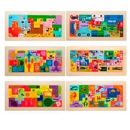 Деревянная игрушка Пазлы тетрис, головоломка, 30x15x1 см (в ассортименте)