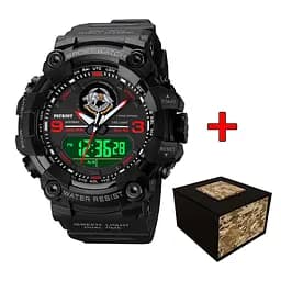 Наручные часы мужские 001RDSSO ССО Чорные с красным + Коробка Patriot acs0031079