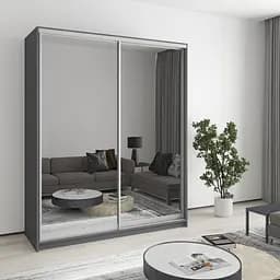 Шафа-купе дводверна MebelStar Стандарт AL 2 Дзеркала 170x45x210 см Антрацит (MBS-2475)