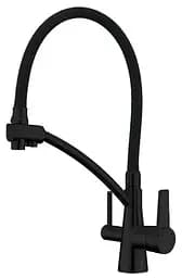 Змішувач для кухні вис. силікон. гусак під фільтр лат. корпус гайка Ø35 чорний Gappo G4398-16, Чорний матовий