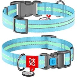 Ошейник для собак Waudog Nylon нейлоновый c QR паспортом, светящийся/светоотражающий, пластиковый фастекс, M, Ш 20 мм, Дл 24-40 см (4823089312156)