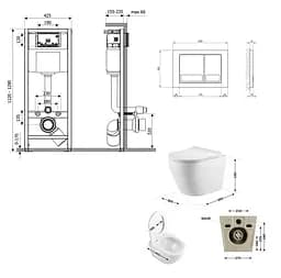 Набір Q-tap Nest 4 в 1 підвісний унітаз Robin Ultra Quiet 520x365x365 + комплект інсталяції QT13332381AW47499 - мініатюра 7