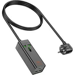 Мережевий подовжувач Hoco AC9A Talent PD30W (1C2A with 1 socket) Desktop Charger Black - мініатюра 2
