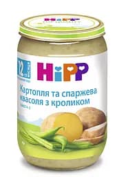 Набор пюре HiPP Картофель и спаржевая фасоль с кроликом, 1,320 кг (6 баночек по 220 г)
