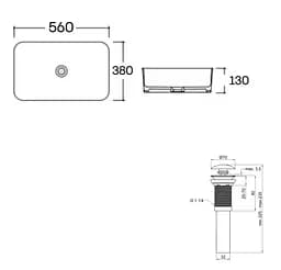 Раковина накладна Qtap Virgo N 560x380x130 White з донним клапаном QT18116308W48462 - мініатюра 7