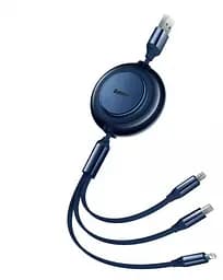 Кабель Baseus Bright Mirror 2 Series 3-in-1 Cable USB to MicroUSB+Lightning+Type-C 3.5A 1.1m CAMJ010003 Blue