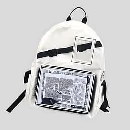 Рюкзак стильный Белый с прозрачными отсеками Stylish Backpack White 43x33