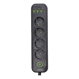 Сетевой фильтр-удлинитель Yiwu HP-5-13MF EURO 1085U 2,8 м 4 розетки 3 USB черный 