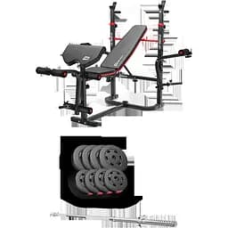 Набор Hop-Sport Premium 39кг со скамьей HS-1065HB Pro и штангой