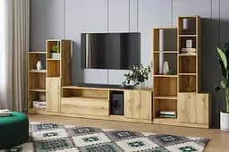 Стелаж Moreli Paul FPA-0001 з відкритою полицею та дверцятами 680х1300х370 мм Дуб Аппалачі - мініатюра 3