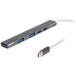 Хаб Usb Maxxter HU3C-4P1PD-01, Grey, Type-C 3.0 - 1xType-C 3.0 (100 Вт) / 1xType-C 2.0 / 1xUsb 3.0 / 2xUsb 2.0, кабель 12 см