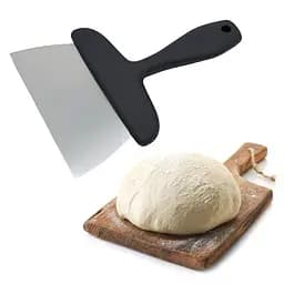 Шпатель скребок для теста из нержавеющей стали с пластиковой ручкой (ширина лезвия 14.5 см), Kitchen Master Серебристый 86326