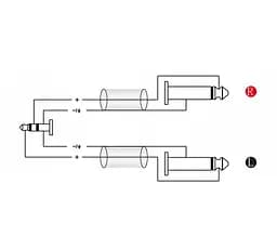 Готовий аудіокабель Mini-Jack 3,5 Stereo — 2xJack 6,3 mono Roxtone SAY-C130-L6 6м - мініатюра 3