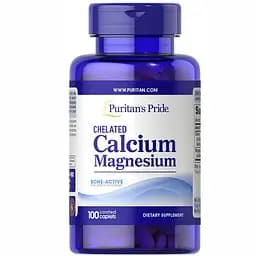 Мінеральний комплекс Puritans Pride Calcium Magnesium Chelated 100 капсул