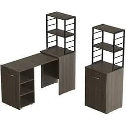 Стіл-тумба трансформер Смарт 4/1 з етажеркою Ferrum-decor 1430x1450x500 Чорний метал ДСП Дуб Сонома Трюфель 16 мм (FRD-105127)