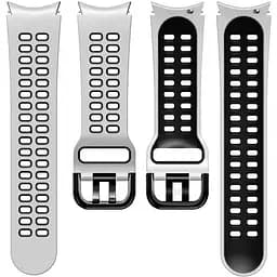 Ремешок для Samsung Galaxy Watch 5 Pro - бело-черный ширина крепления 20мм силикон перфорация размер L Watchbands Galaxy Sport (WB315145)