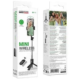 Монопод для селфі Borofone BY14 mini трипод + знімний BT пульт Black - мініатюра 2