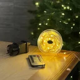 Светодиодная гирлянда Роса 50 метров теплый белый свет белый провод 500 LED 8 режимов с пультом