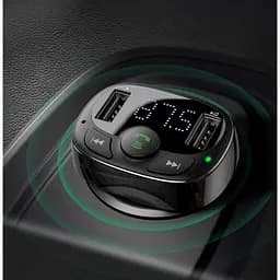 FM-модулятор трансмітер Baseus T-Typed + bluetooth (2USB) CCTM-01 Black - мініатюра 9