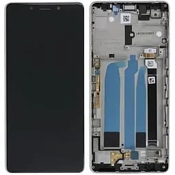 Дисплей Sony i3312 Xperia L3 /i3322 /i4312 /i4332 чорний, PRC переклеєне скло, з рамкою сріблястого кольору
