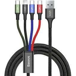 Кабель Baseus Fast 4 in 1 Cable For iP + Type-C 2 + Micro 3.5A 1.2 м Чорний