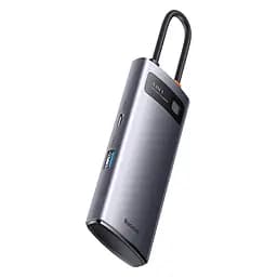 USB-хаб Baseus Metal Gleam Series 4-in-1 Multifunctional Type-C HUB Docking Station Gray（Type-C to USB3.0*4） (WKWG070013) - мініатюра 6