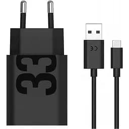 Сетевое зарядное устройство Motorola TurboPower 33W USB-A + Сable USB-A to USB-C Black (MC-332L) [162658]