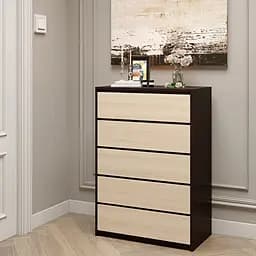 Комод для дома Эверест Микс-1 Телескопические на 5 ящиков (телескопы) 70х38х104 см венге + дуб молочный (EVR-2054)