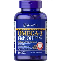 Жирные кислоты Puritan's Pride Omega-3 Fish Oil 1200 mg Double Strength, 90 капсул