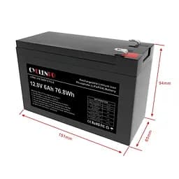 Акумуляторна батарея літій-залізо-фосфатна 12.8В 6Аг Cyclen 12.8V 6AH LiFePo4 (44-00079) - мініатюра 6